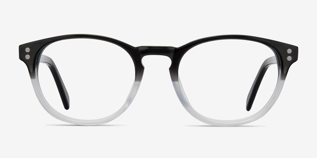 Split Clear Black AcetateEyeglass Frames from EyeBuyDirect, Front View