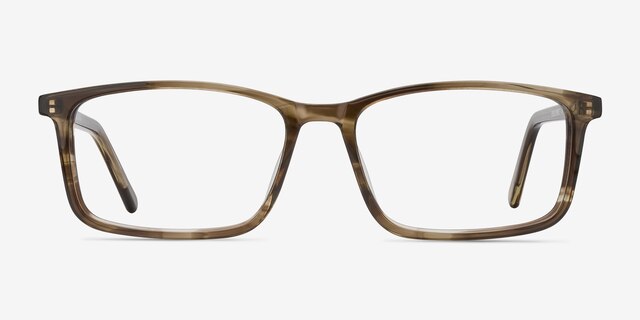 Crane Brown Striped AcétateMontures de lunettes de vue d'EyeBuyDirect, Vue de Face