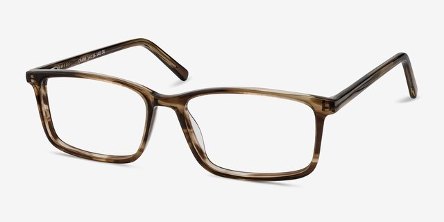Crane Brown Striped AcétateMontures de lunettes de vue d'EyeBuyDirect, Vue d'Angle