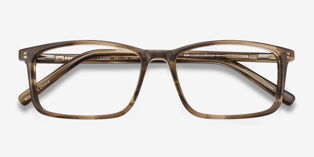Crane Brown Striped AcétateMontures de lunettes de vue d'EyeBuyDirect, Vue Rapprochée