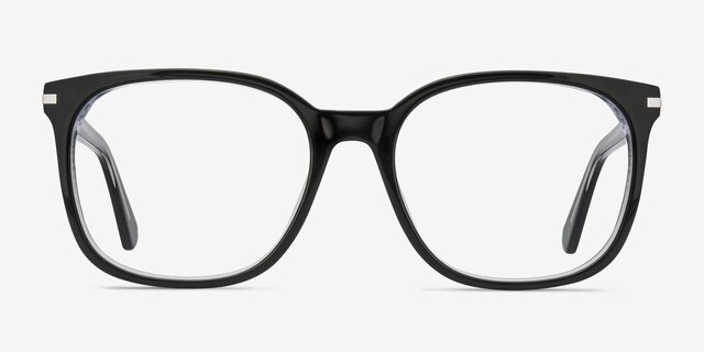 Absolutely Noir AcétateMontures de lunettes de vue d'EyeBuyDirect, Vue de Face