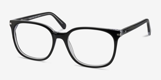 Absolutely Noir AcétateMontures de lunettes de vue d'EyeBuyDirect, Vue d'Angle