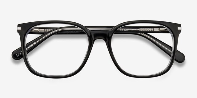 Absolutely Noir AcétateMontures de lunettes de vue d'EyeBuyDirect, Vue Rapprochée
