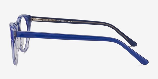 Lynx Bleu AcétateMontures de lunettes de vue d'EyeBuyDirect, Vue de Côté