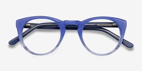 Lynx Bleu Acétate Montures de lunettes de vue d'EyeBuyDirect, Vue Rapprochée