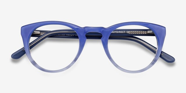 Lynx Bleu AcétateMontures de lunettes de vue d'EyeBuyDirect, Vue Rapprochée