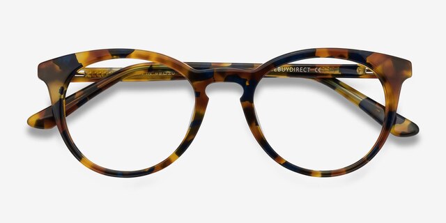 Griffin Amber & Navy AcetateEyeglass Frames from EyeBuyDirect, Closed View