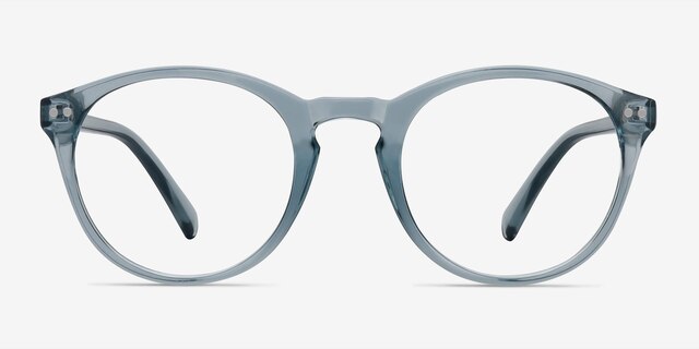 Revolution Clear Blue PlasticEyeglass Frames from EyeBuyDirect, Front View