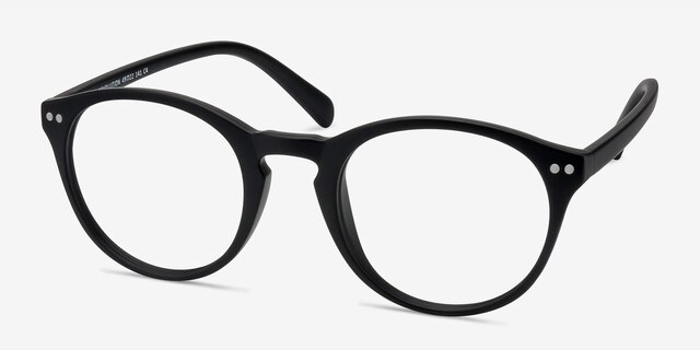 Revolution Matte Black PlasticEyeglass Frames from EyeBuyDirect, Angle View