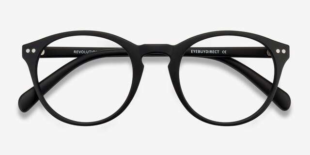 Revolution Matte Black PlasticEyeglass Frames from EyeBuyDirect, Closed View