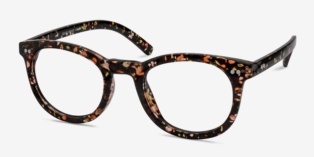 Solar Black Floral PlasticEyeglass Frames from EyeBuyDirect, Angle View
