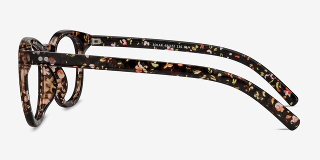 Solar Black Floral PlasticEyeglass Frames from EyeBuyDirect, Side View