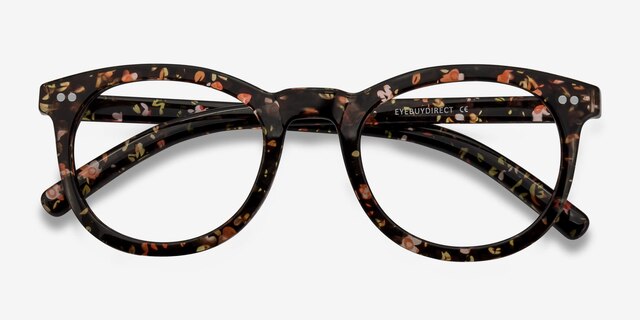 Solar Black Floral PlasticEyeglass Frames from EyeBuyDirect, Closed View