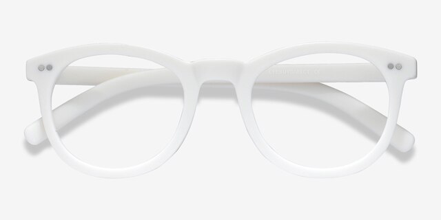 Solar Matte White PlasticEyeglass Frames from EyeBuyDirect, Closed View