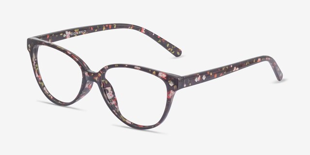 Dame Fleuries PlastiqueMontures de lunettes de vue d'EyeBuyDirect, Vue d'Angle