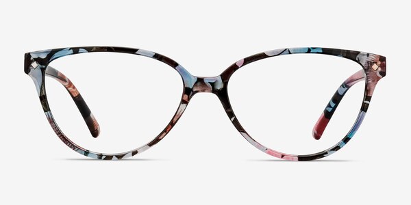 Dame Pink Floral Plastique Montures de lunettes de vue
