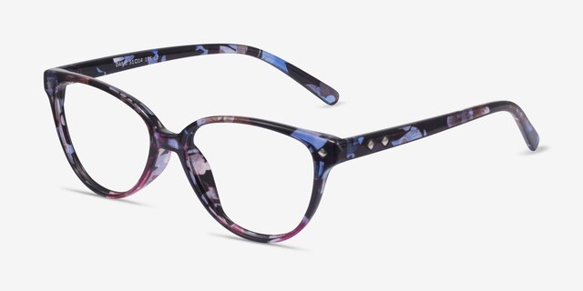 Dame Pink Floral PlasticEyeglass Frames from EyeBuyDirect, Angle View