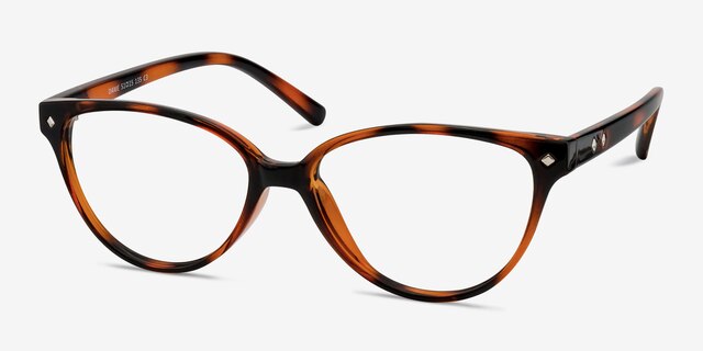 Dame Tortoise PlasticEyeglass Frames from EyeBuyDirect, Angle View