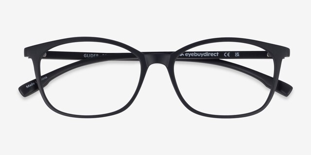 Glider Black PlasticEyeglass Frames from EyeBuyDirect, Closed View