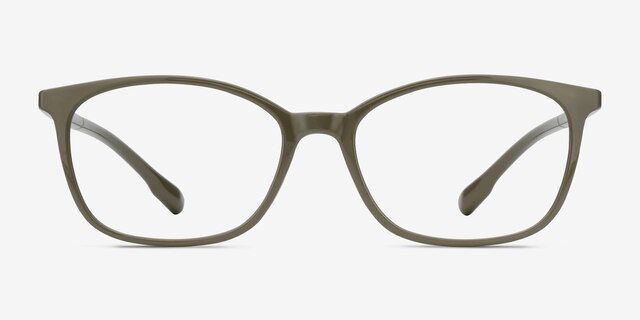 Glider Olive Green PlasticEyeglass Frames from EyeBuyDirect, Front View
