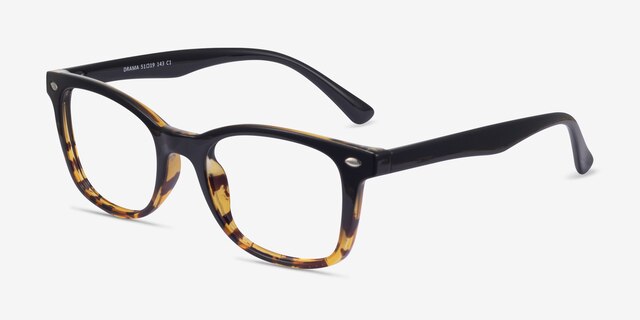 Drama Black Brown PlasticEyeglass Frames from EyeBuyDirect, Angle View