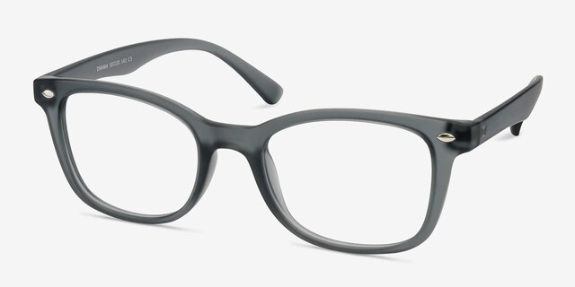 Drama Matte Gray PlasticEyeglass Frames from EyeBuyDirect, Angle View