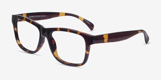 Gamble Tortoise PlasticEyeglass Frames from EyeBuyDirect, Angle View