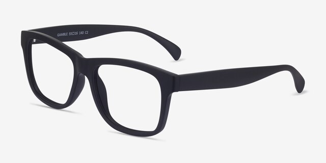 Gamble Matte Black PlasticEyeglass Frames from EyeBuyDirect, Angle View