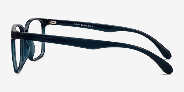 Blocks Bleu marine PlastiqueMontures de lunettes de vue d'EyeBuyDirect, Vue de Côté