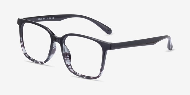 Blocks Black Clear PlasticEyeglass Frames from EyeBuyDirect, Angle View