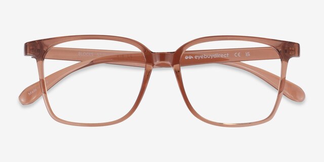 Blocks Clear Brown PlasticEyeglass Frames from EyeBuyDirect, Closed View