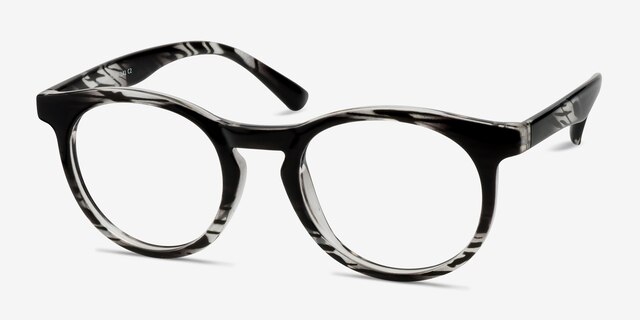 Thrill Black Clear PlasticEyeglass Frames from EyeBuyDirect, Angle View