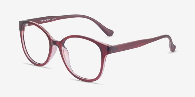 The Beat Burgundy PlasticEyeglass Frames from EyeBuyDirect, Angle View