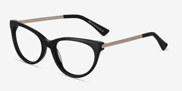 Her Black Acetate-metalEyeglass Frames from EyeBuyDirect, Angle View