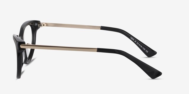 Her Black Acetate-metalEyeglass Frames from EyeBuyDirect, Side View