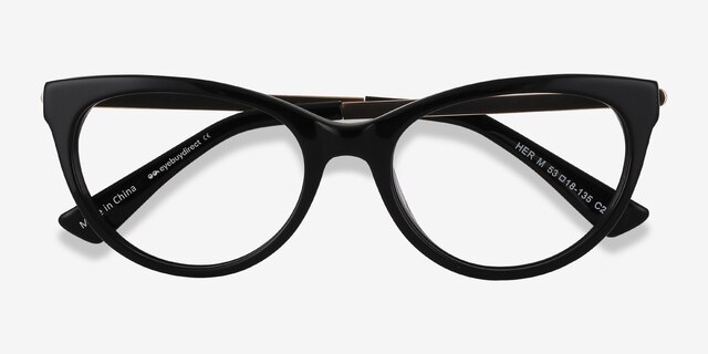 Her Black Acetate-metalEyeglass Frames from EyeBuyDirect, Closed View