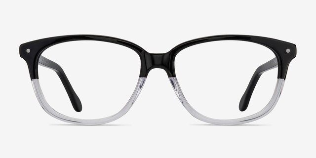 Escape Clear Black AcétateMontures de lunettes de vue d'EyeBuyDirect, Vue de Face