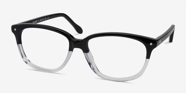 Escape Clear Black AcétateMontures de lunettes de vue d'EyeBuyDirect, Vue d'Angle