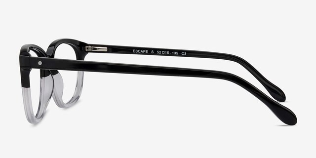 Escape Clear Black AcétateMontures de lunettes de vue d'EyeBuyDirect, Vue de Côté