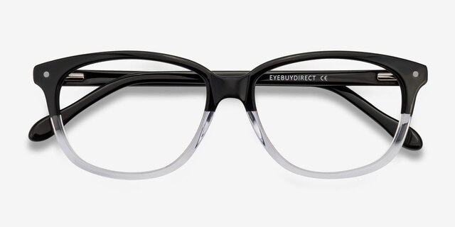 Escape Clear Black AcétateMontures de lunettes de vue d'EyeBuyDirect, Vue Rapprochée