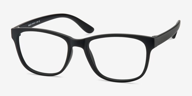 Milo Matte Black PlasticEyeglass Frames from EyeBuyDirect, Angle View