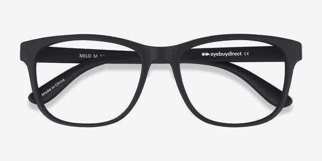 Milo Matte Black PlastiqueMontures de lunettes de vue d'EyeBuyDirect, Vue Rapprochée