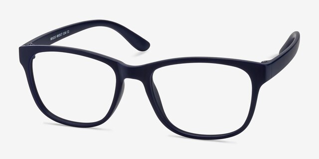 Milo Matte Navy PlasticEyeglass Frames from EyeBuyDirect, Angle View