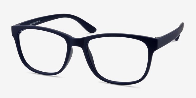 Milo Matte Navy PlasticEyeglass Frames from EyeBuyDirect, Angle View