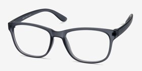 Milo Matte Gray Plastique Montures de lunettes de vue d'EyeBuyDirect, Vue d'Angle