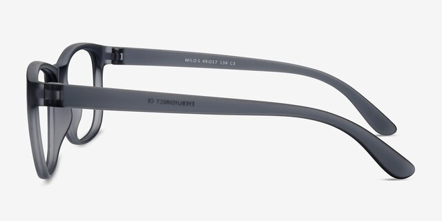 Milo Matte Gray PlasticEyeglass Frames from EyeBuyDirect, Side View