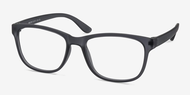Milo Matte Gray PlasticEyeglass Frames from EyeBuyDirect, Angle View