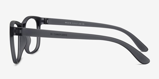 Milo Matte Gray PlasticEyeglass Frames from EyeBuyDirect, Side View