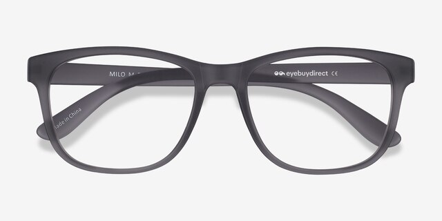 Milo Matte Gray PlasticEyeglass Frames from EyeBuyDirect, Closed View