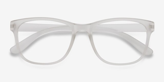 Milo Frosted Clear PlasticEyeglass Frames from EyeBuyDirect, Closed View